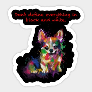 Corgi Dog in Messy Rainbow Watercolor Sticker